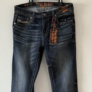 NWT True Rebel Jeans Men's 805 Straight Fit W34 L30 Dark Blue Premium Denim